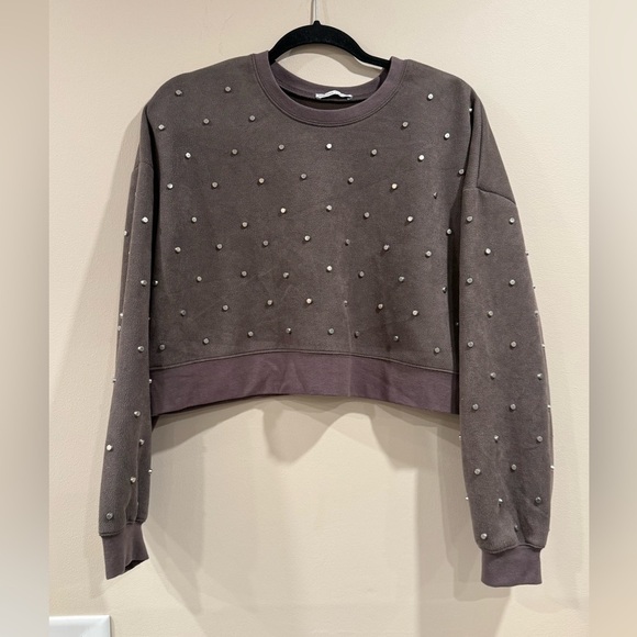 Zara Tops - 🔥Zara Women’s Studded Brown Cropped Sweatshirt Size S NWOT🔥